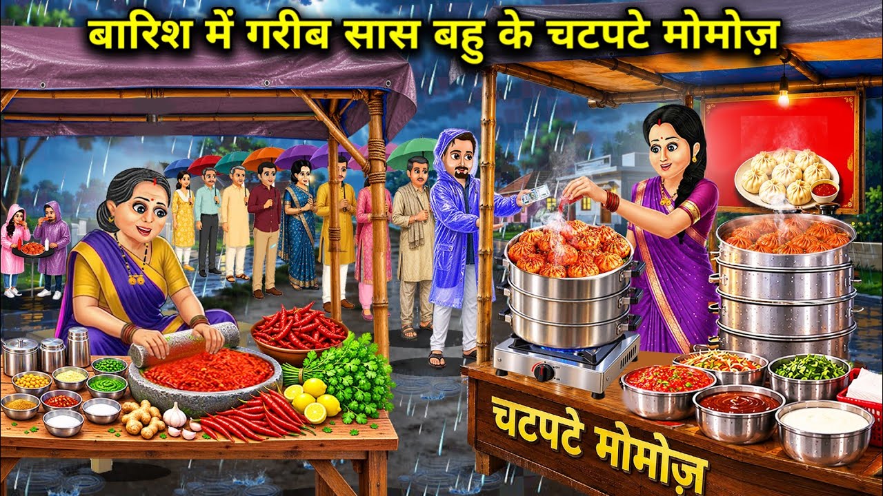 Spicy Momos Made by a Poor Mother-in-Law and Daughter-in-Law||Hindi Cartoon Stories