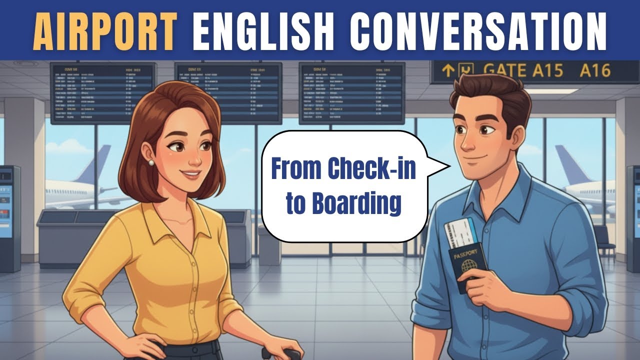 English at the Airport - From Check-in to Boarding | Speak English with Anna & Tom