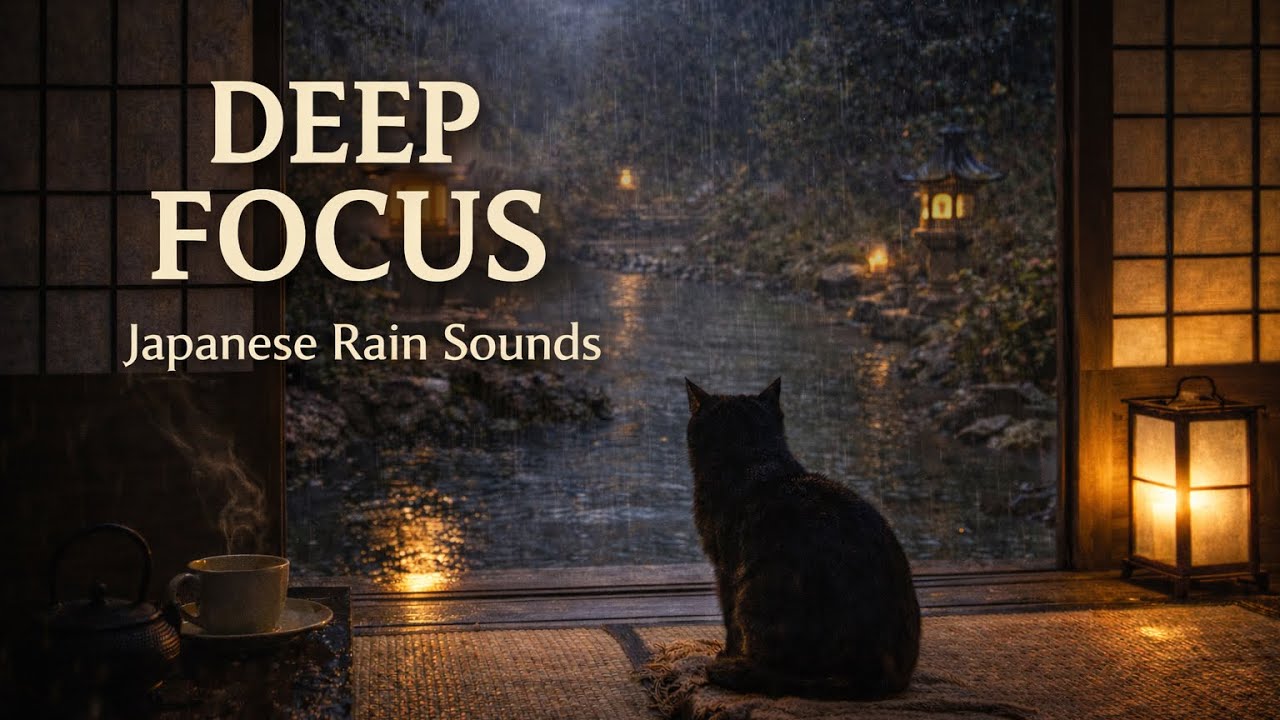 Rain Sounds for Focus 🐈‍⬛ Deep Work & Study | 1 Hours
