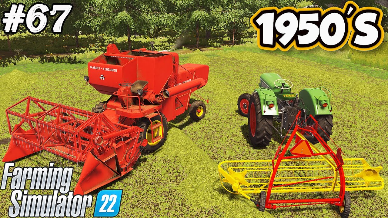 1950'S. Wheat harvest. New windrower. Manual unloading of grain. Selling fruit. FS 22. Ep 67.