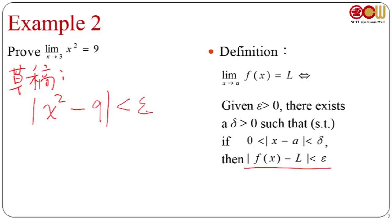 Lec05 微積分(一)-103學年度 2.4 The Precise Definition of a Limit