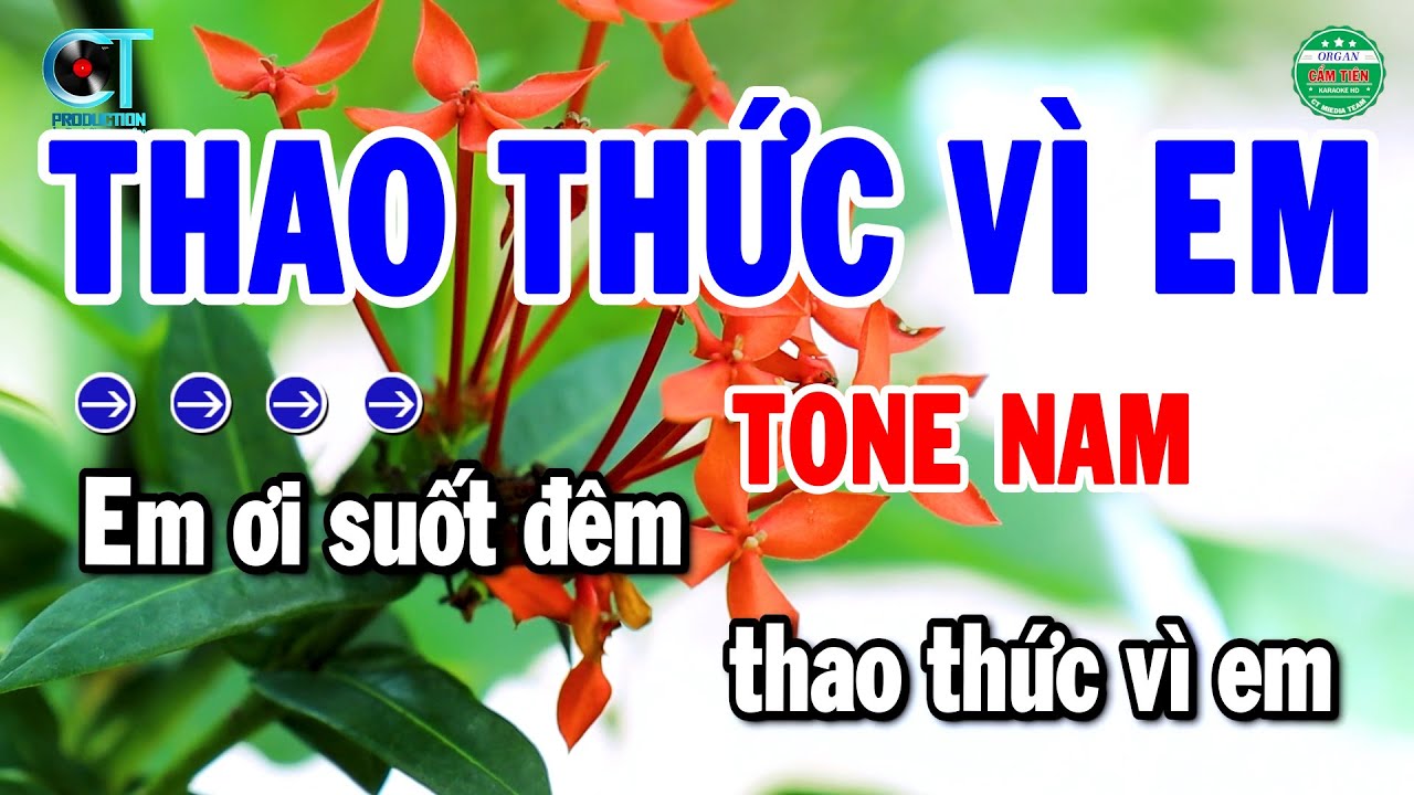 Karaoke Thao Thức Vì Em Tone Nam Nhạc Sống Beat Chuẩn Hay | Cẩm Tiên Organ