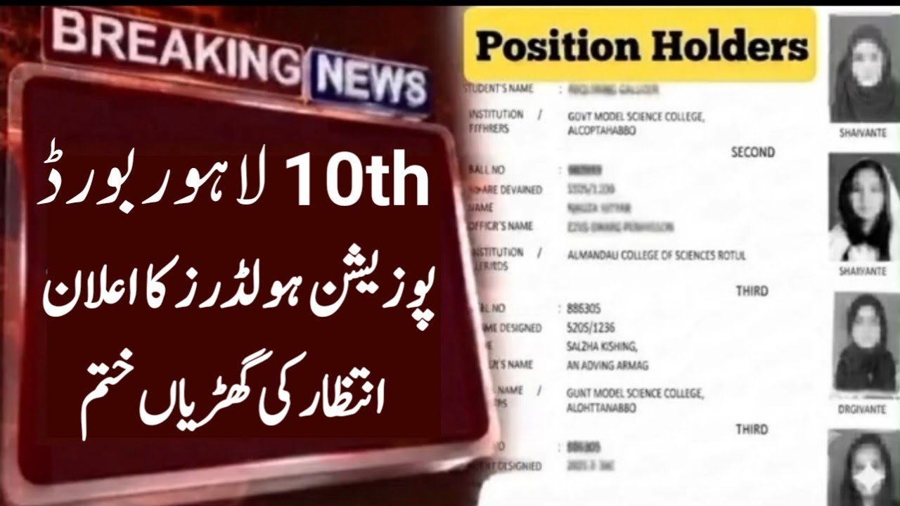 Matric Lahore Board Result Position Holders 2026 | 10th Class Position Holders 2026