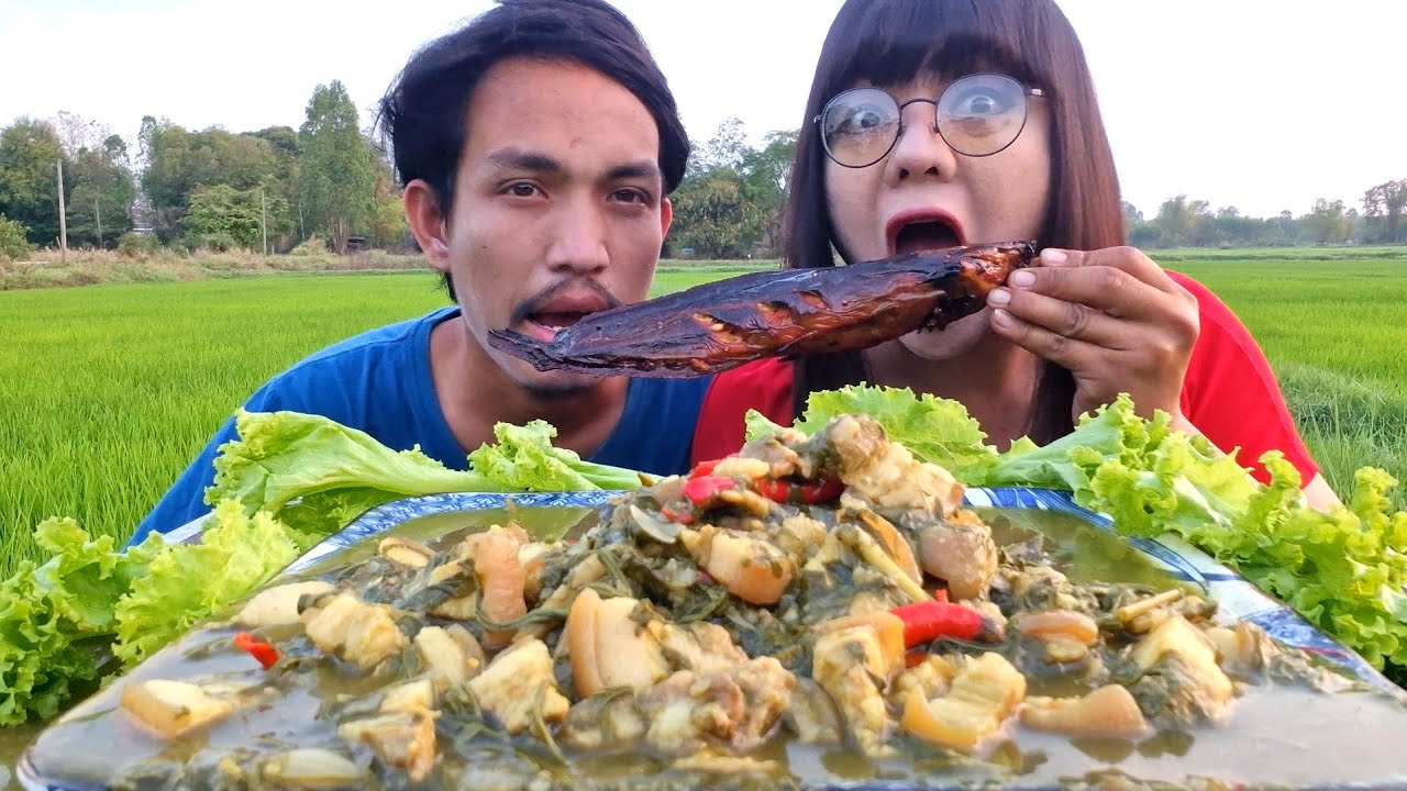 แกงผักขี้เหล็กใส่หมูสามชั้นปลาดุกย่างแซบๆ