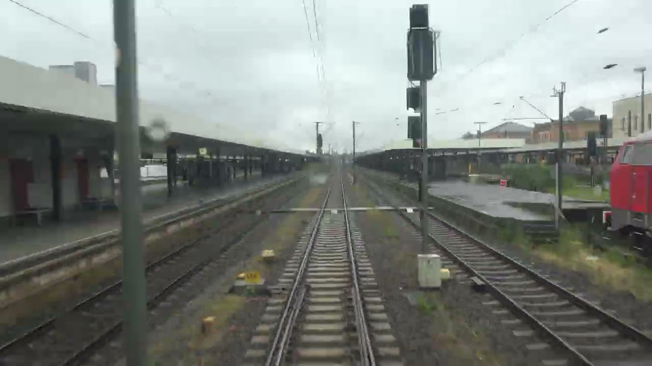 Cab ride train; Wunstorf-Lehrte West (via Hannover Hbf) (20240630; with rain; speed 10x)