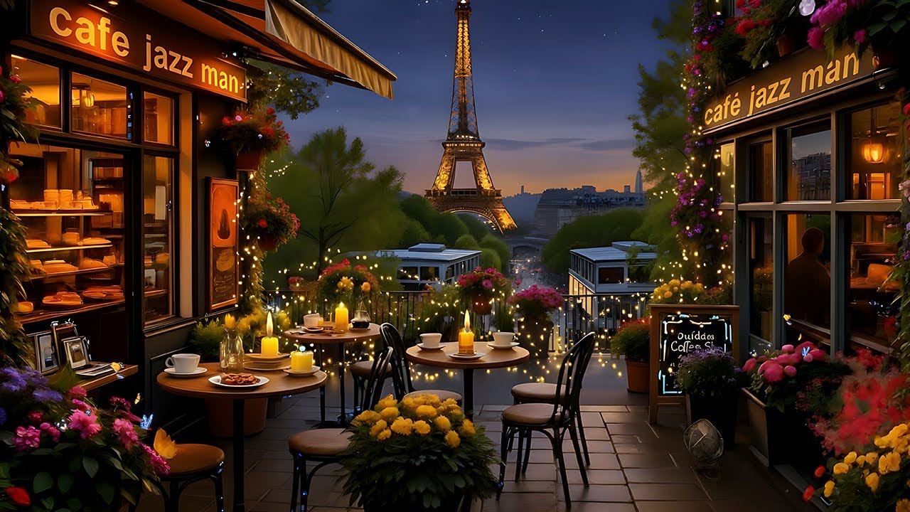 Cozy Eiffel Tower Night View in Paris Skyline 🌙 Luxury Apartment with Soft Jazz Instrumental Music