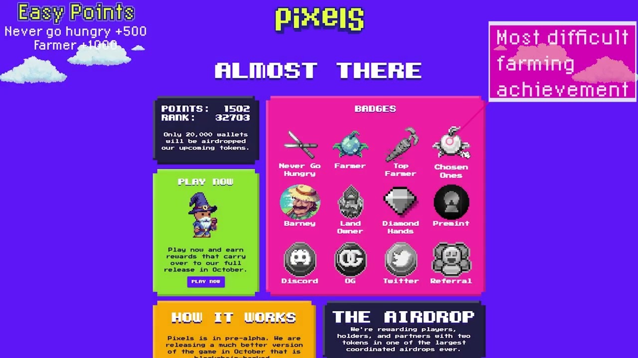 Pixels Online - Play to Airdrop Overview - Easiest +3500 points
