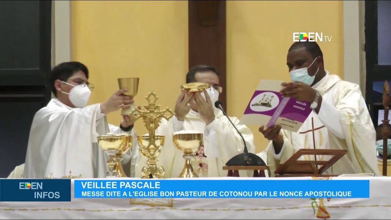 Veill&eacute;e pascale : Messe dite &agrave; l&rsquo;&eacute;glise Bon Pasteur de Cotonou par le Nonce Apostolique