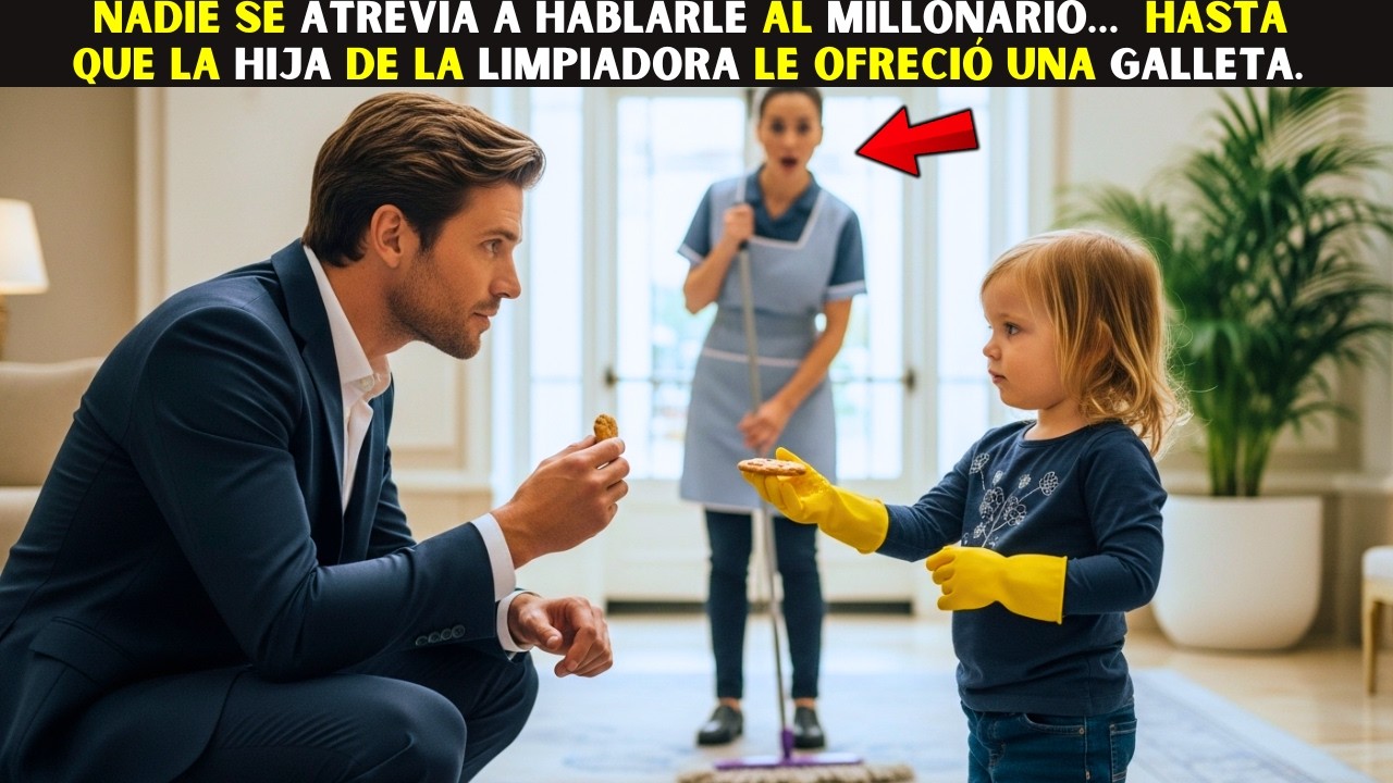 Nadie se atrevía a hablarle al Millonario… hasta que la hija de la limpiadora le ofreció una galleta