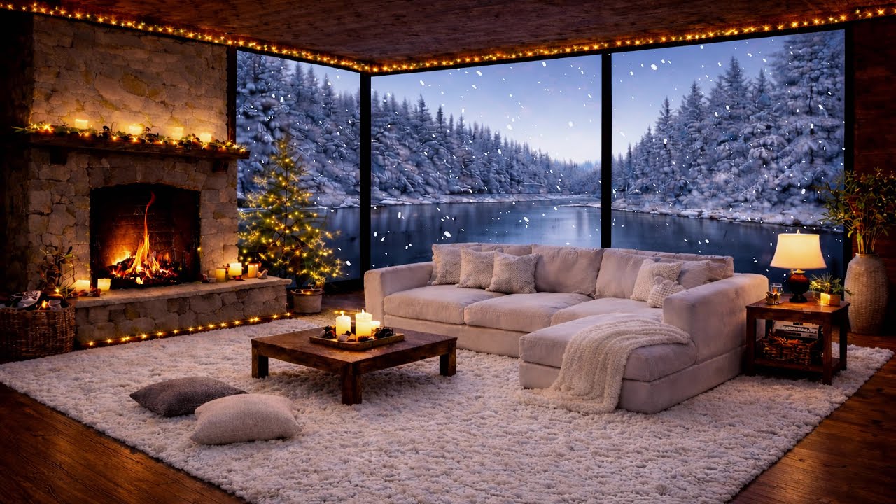 Huzurlu Şömine Ortamı 🔥❄️ | Cozy Fireplace Ambience | Piyano | 3 Saat