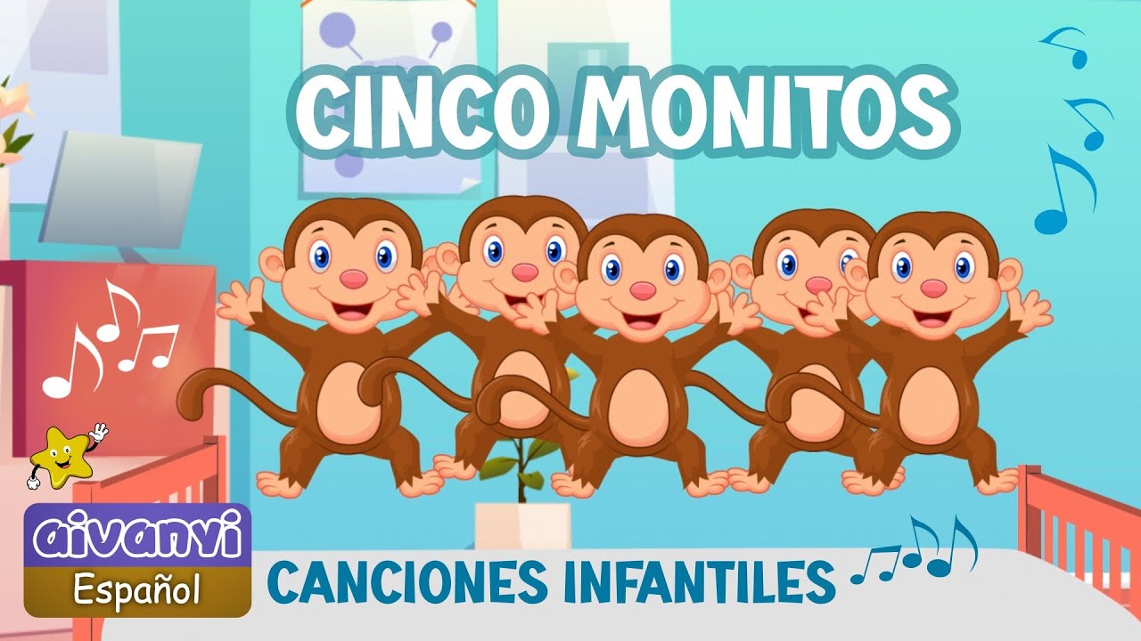 Cinco Monitos | Five Little Monkeys in Spanish | Canciones Infantiles