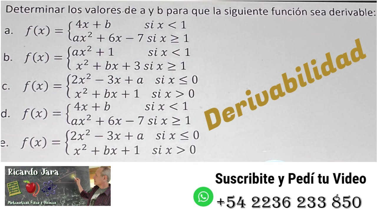 Derivabilidad Funciones por Tramos