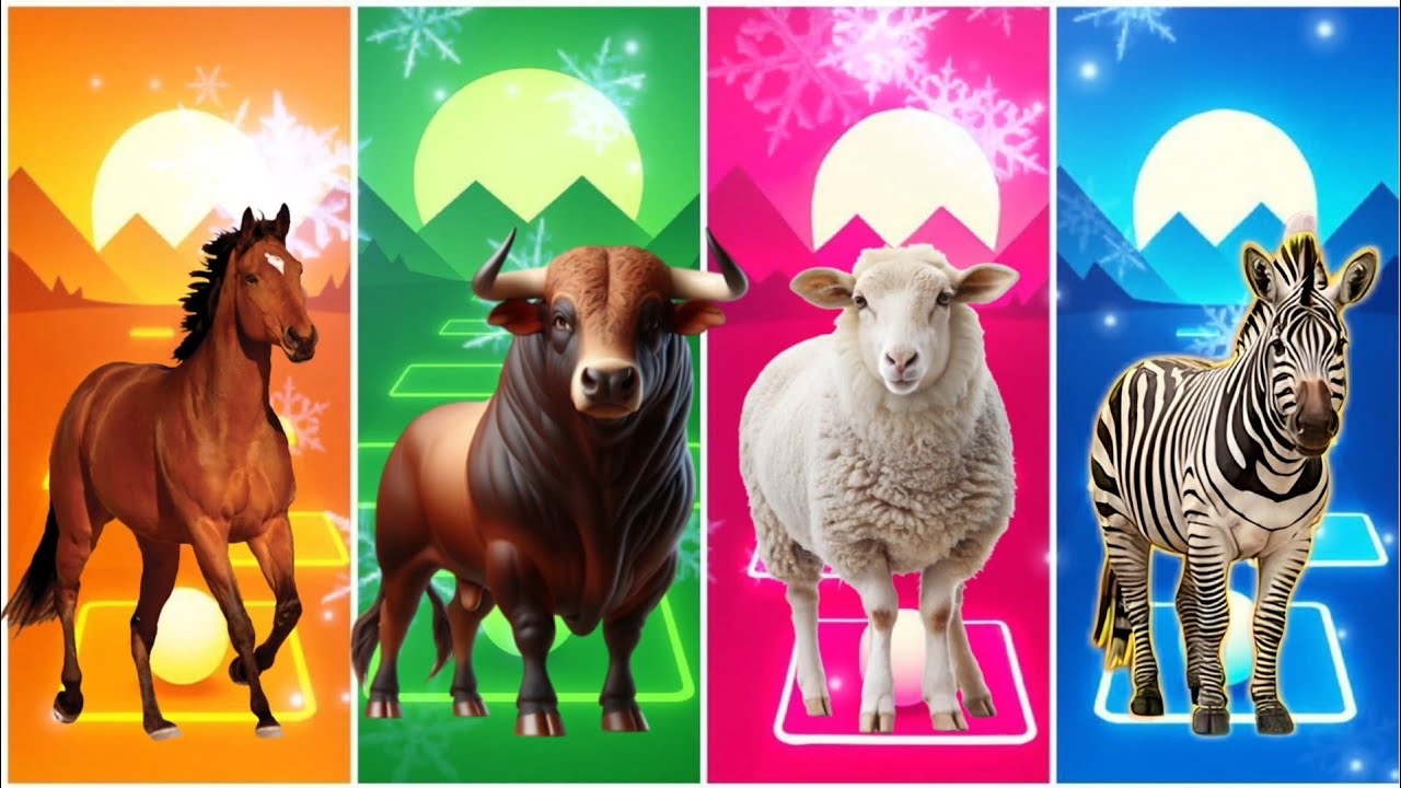 Funny Horse 🐎🆚 Funny Bull 🐂🆚 Funny Sheep 🐑🆚 Funny Zebra 🦓🆚 Tiles Hop EDM Rush