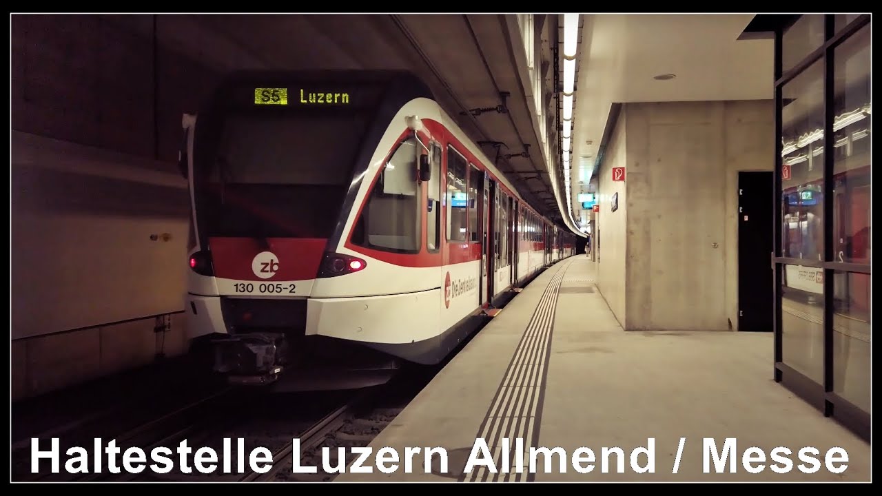Swiss metre gauge railway / Zentralbahn Haltestelle Luzern Allmend/Messe, Luzern, Schweiz 2021