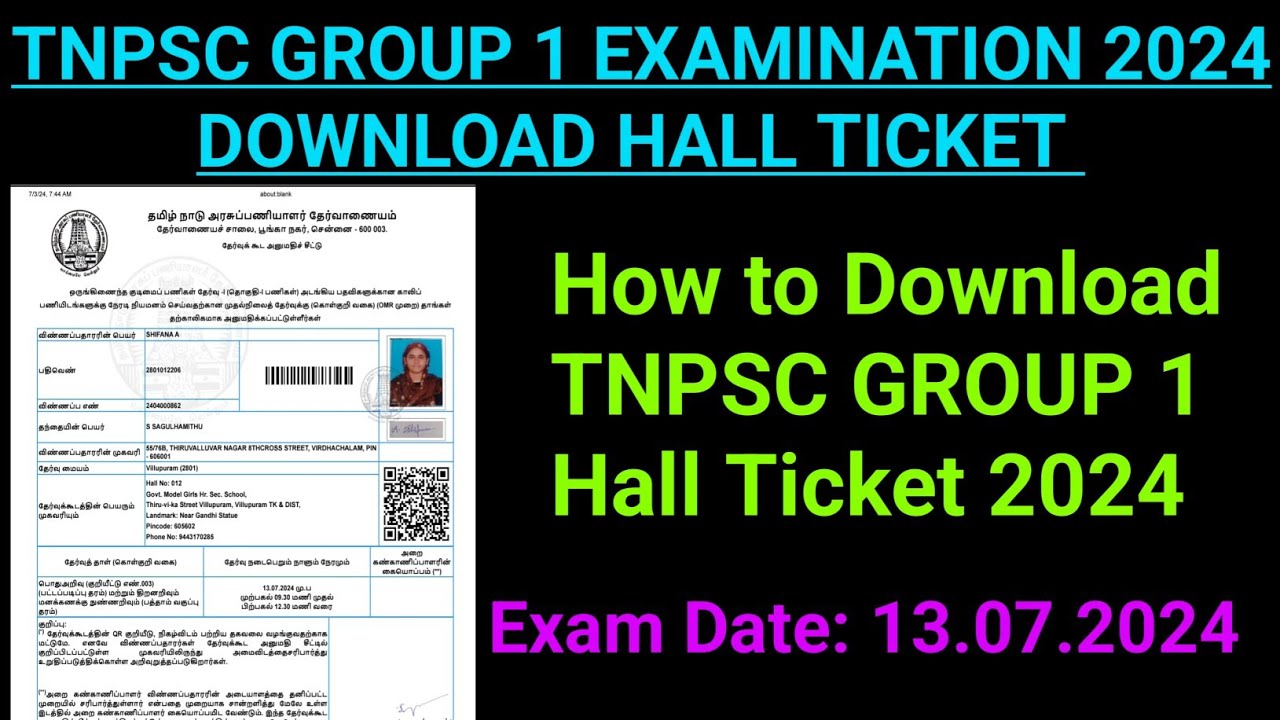 TNPSC GROUP 1 Exam HALL TICKET Download 2024