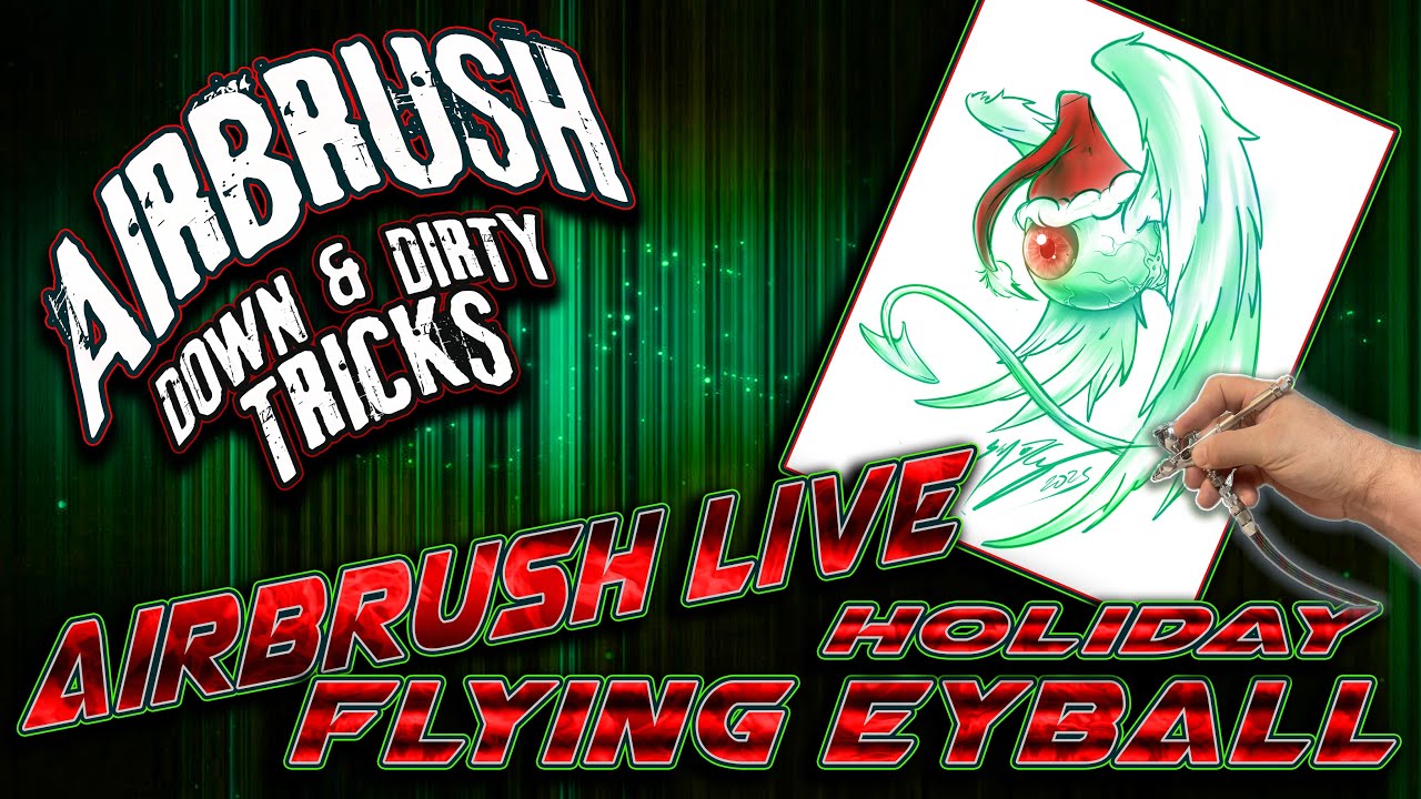 Airbrush HotRod Flying Eyeball Christmas Style