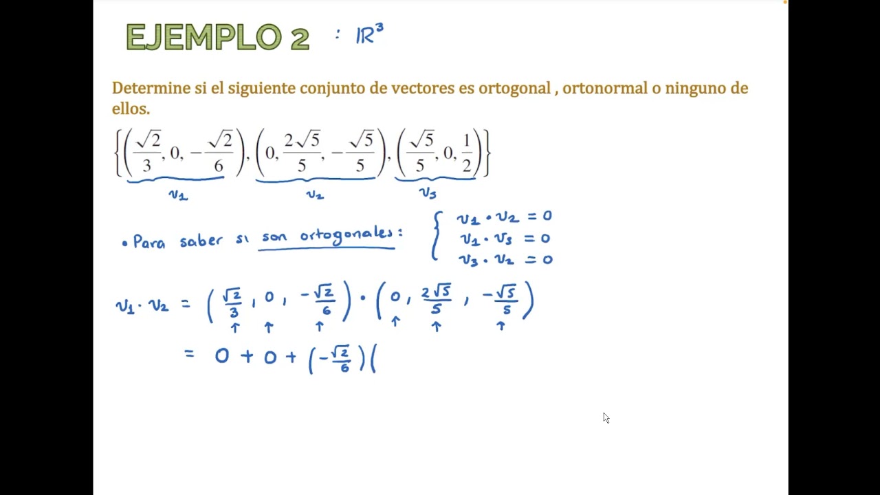 Conjuntos ortogonales y ortonormales en R2 y R3