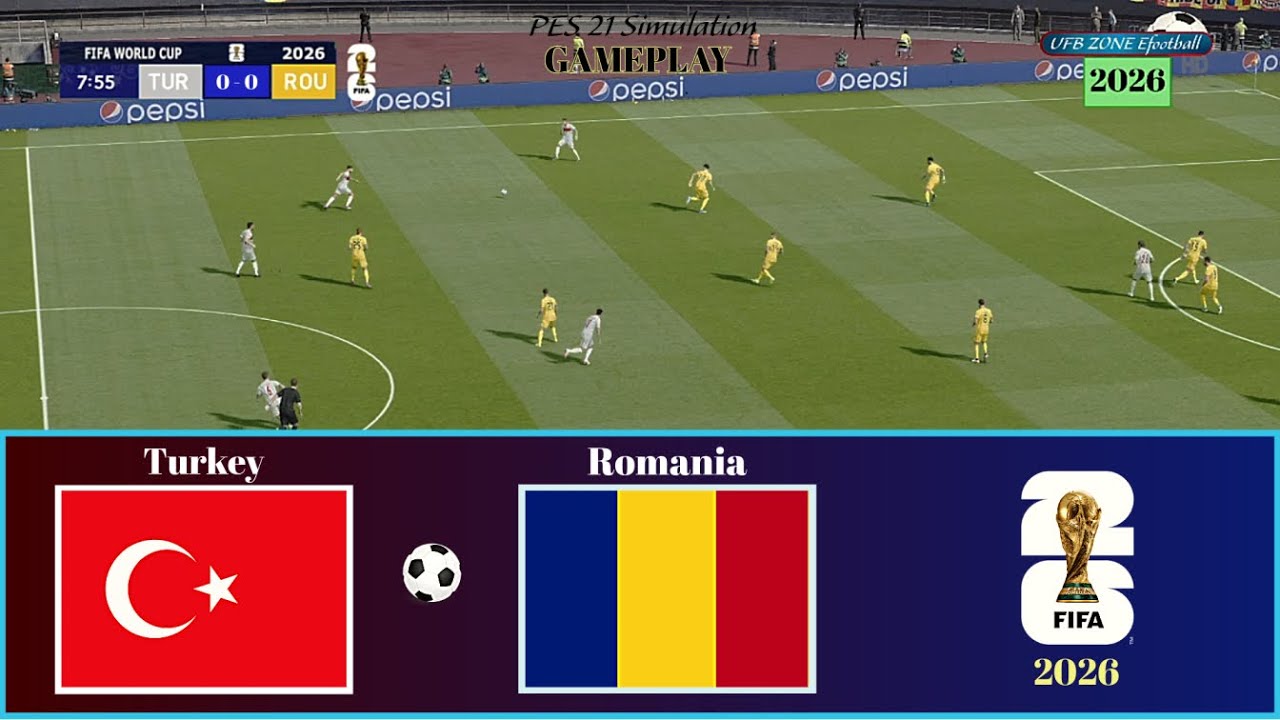 Turkey Vs Romania | World Cup 2026 Matchday | PES 21 Simulation