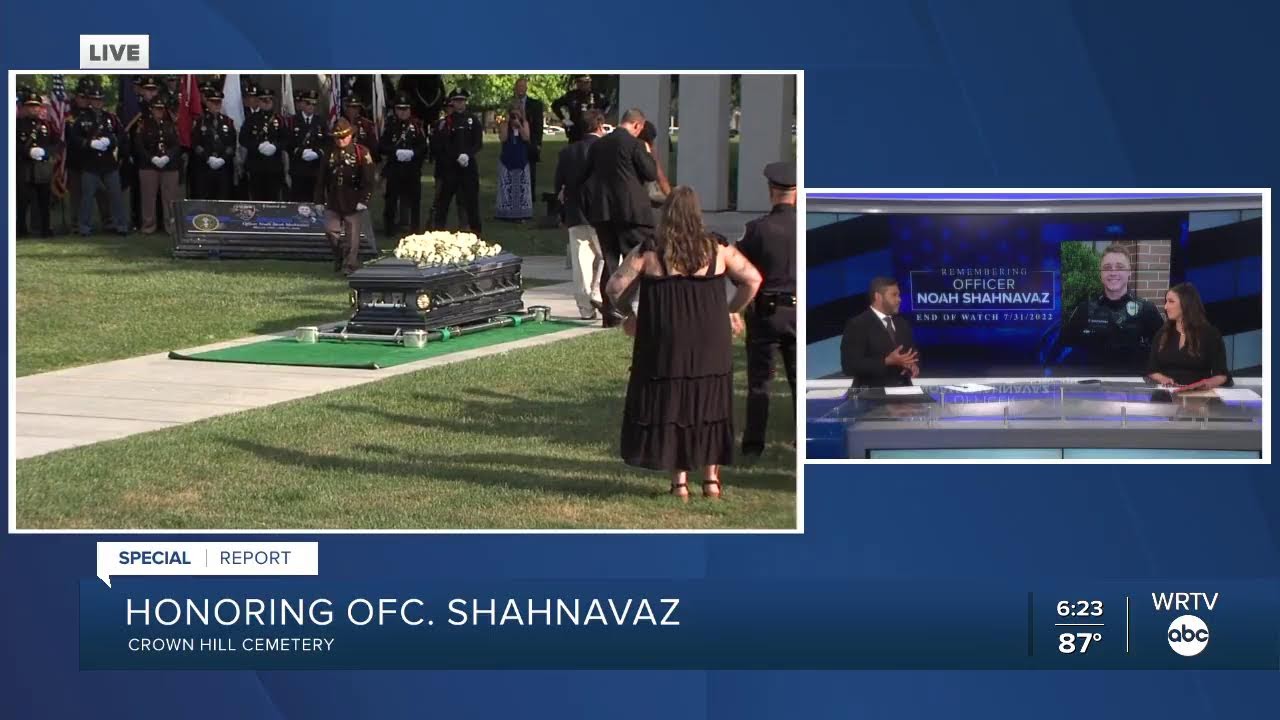Final Services for Elwood Ofc. Noah Shahnavaz at Crown Hill Cemetery