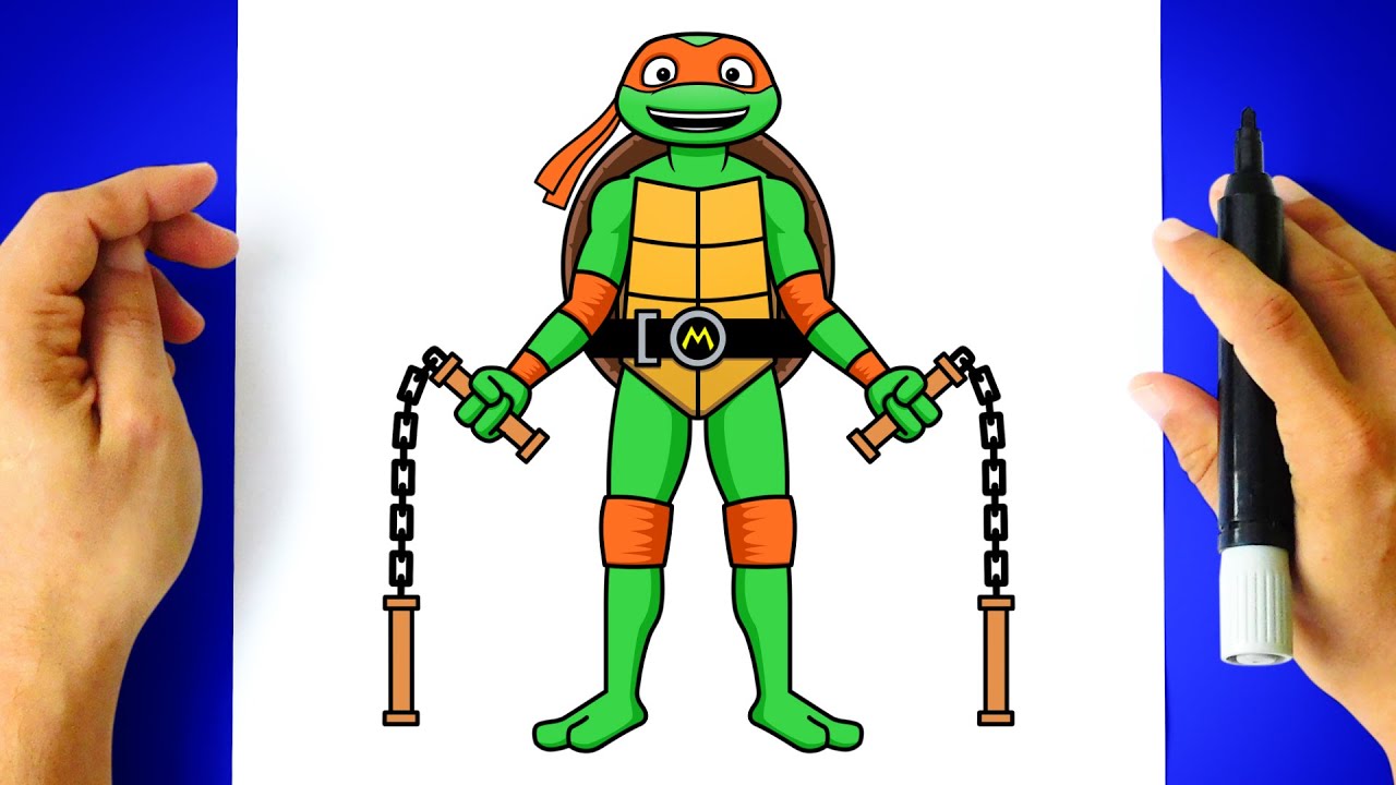 Como DESENHAR MICHELANGELO das TARTARUGAS NINJA - Cómo DIBUJAR a MIGUEL ANGEL de las TORTUGAS NINJA