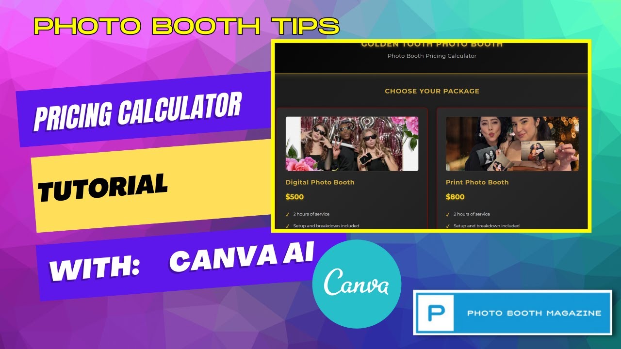 Photo Booth Pricing Calculator With Canva AI
