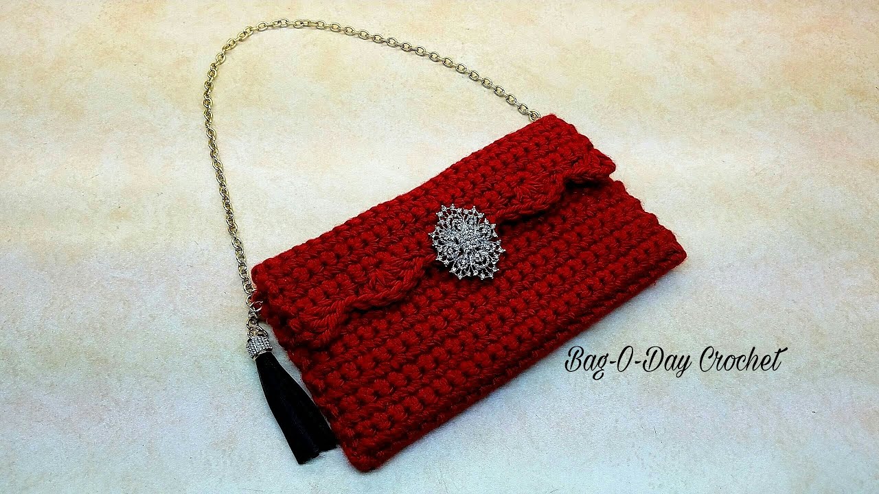 How To Crochet The Tiffany Clutch with liner Handbag Purse Bag O Day TUTORIAL #407