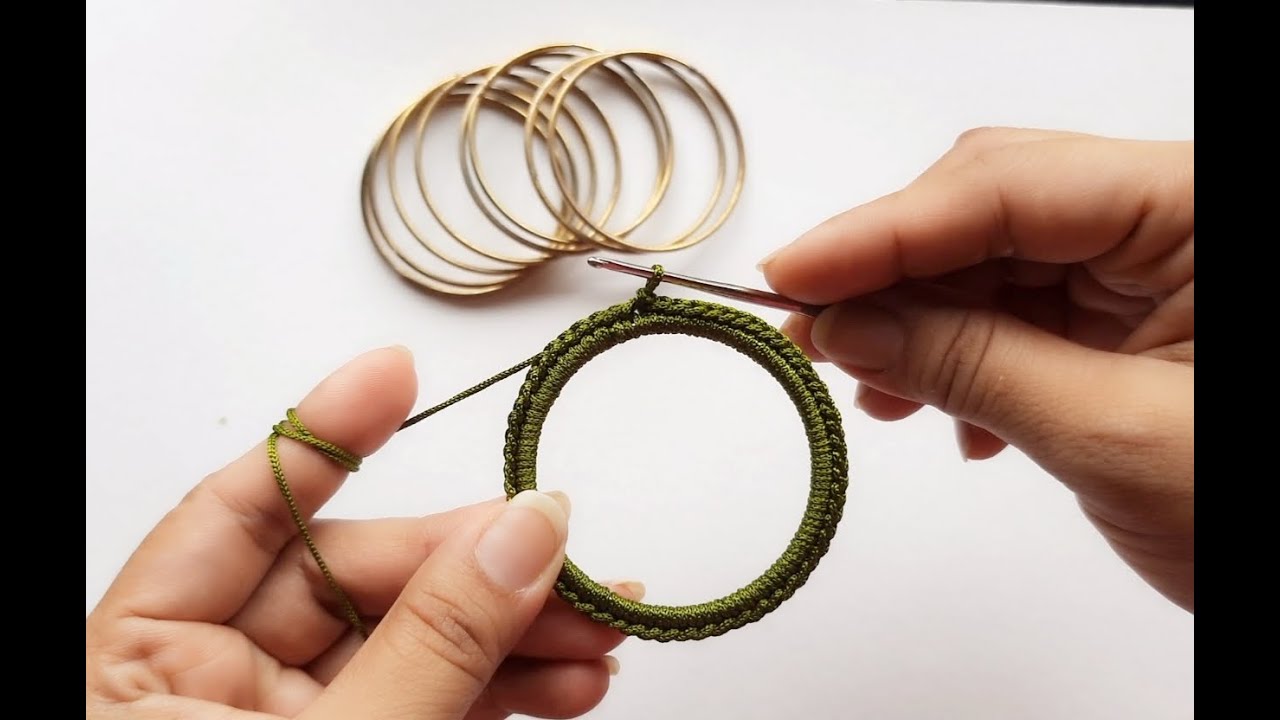 3 easy crochet earring tutorial using old bangles