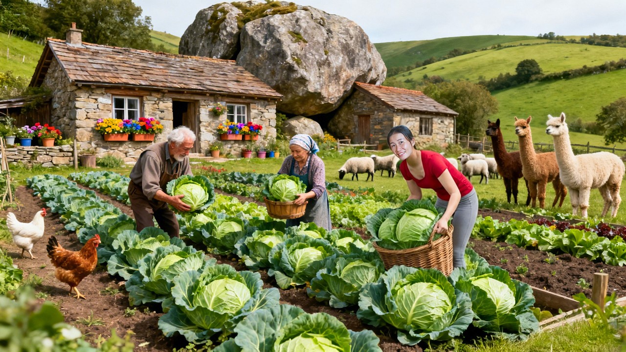 Harvesting Many Cabbage Fills a 3 Wheeled Truck Transport To Countryside Market Sell For Villager