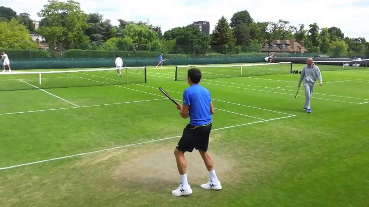 Milos Raonic / Richard Gasquet Practice - High Intensity Hitting HD - Rear View - Wimbledon