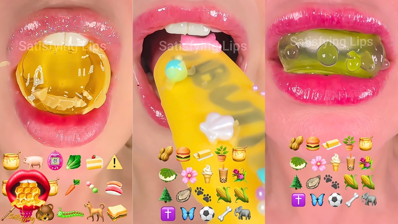 Most Satisfying ASMR Eating Emoji Food Challenge Honey Wax Candy Kohakutou
