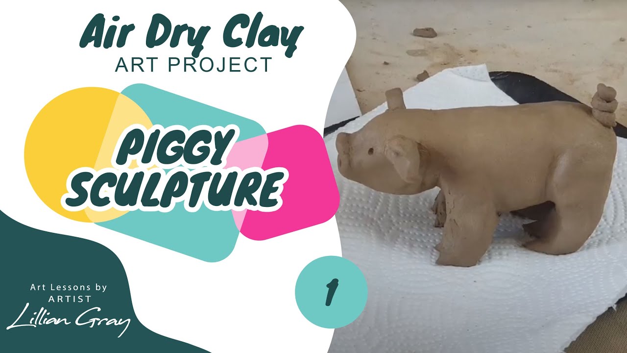 Air Dry Clay Pig Sculpture by Lillian Gray