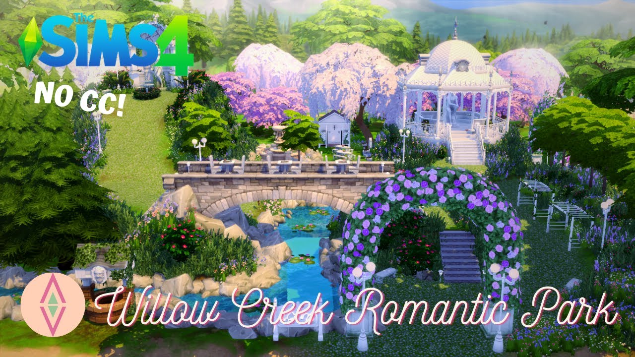 WILLOW CREEK ROMANTIC PARK 💘 WITH PLATFORMS! (NO CC) - SIMS 4 SPEED BUILD - THINK LIKE A SIM