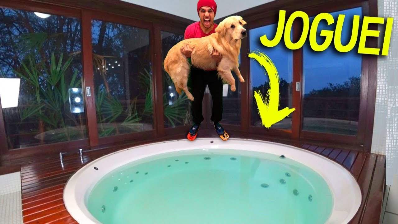 JOGUEI MEU CACHORRO NA BANHEIRA DA MANSÃO!