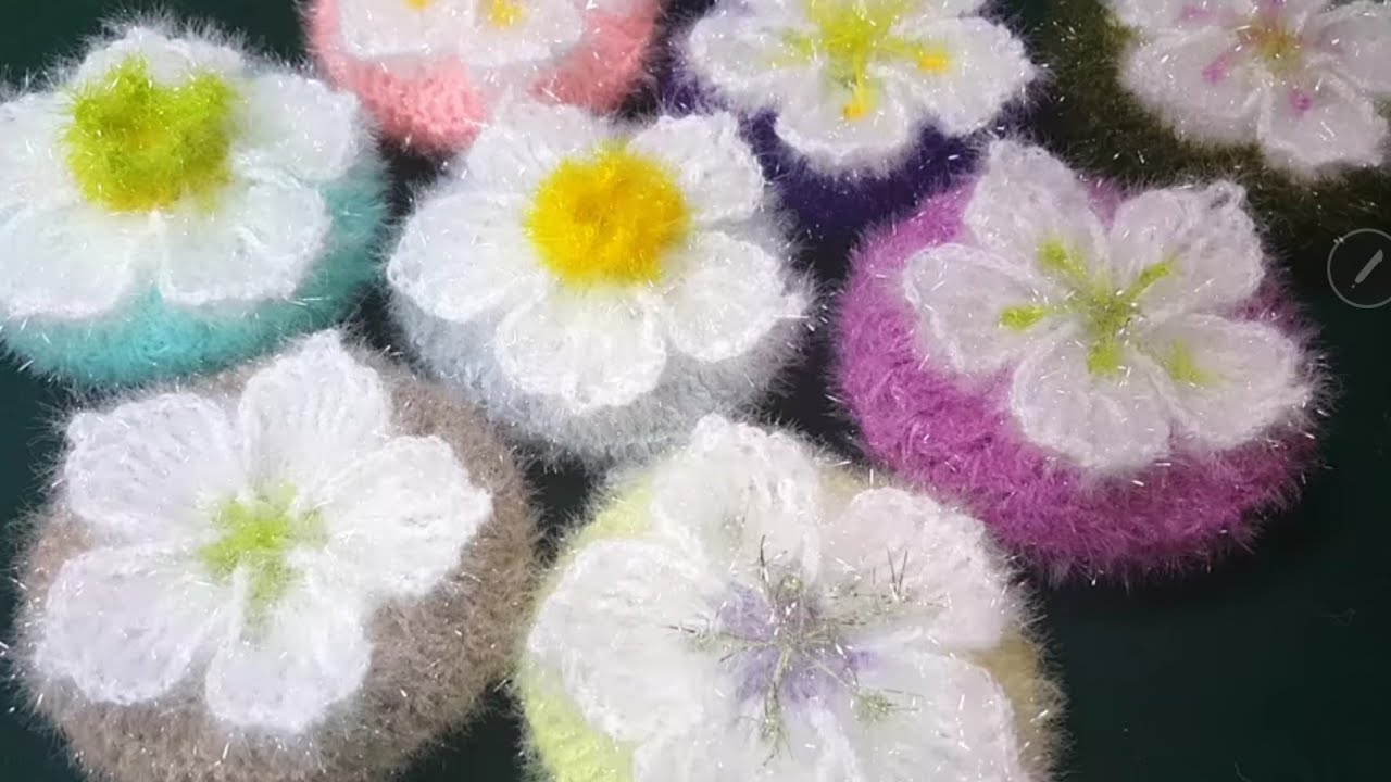 [나무사랑 ]변산 바람꽃 수세미 뜨기 /flower crochet