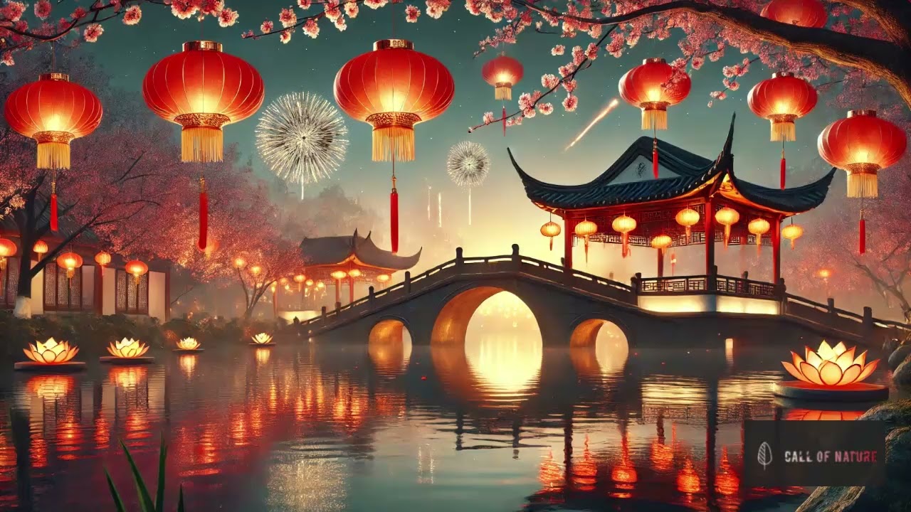 Tranquil Chinese New Year | Relaxing Music with Lanterns & Serene Scenery