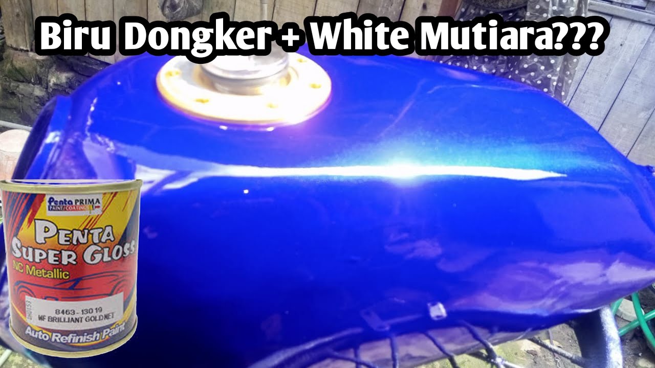 pengecatan biru dongker mix putih mutiara