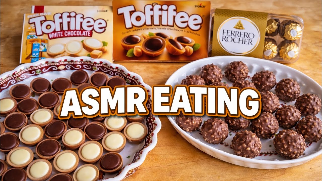 ASMR CANDY FERRERO ROCHER UND CHOCOLATE TOFFIFFEE(EATING SOUNDS)MIKBANG NO TALKING