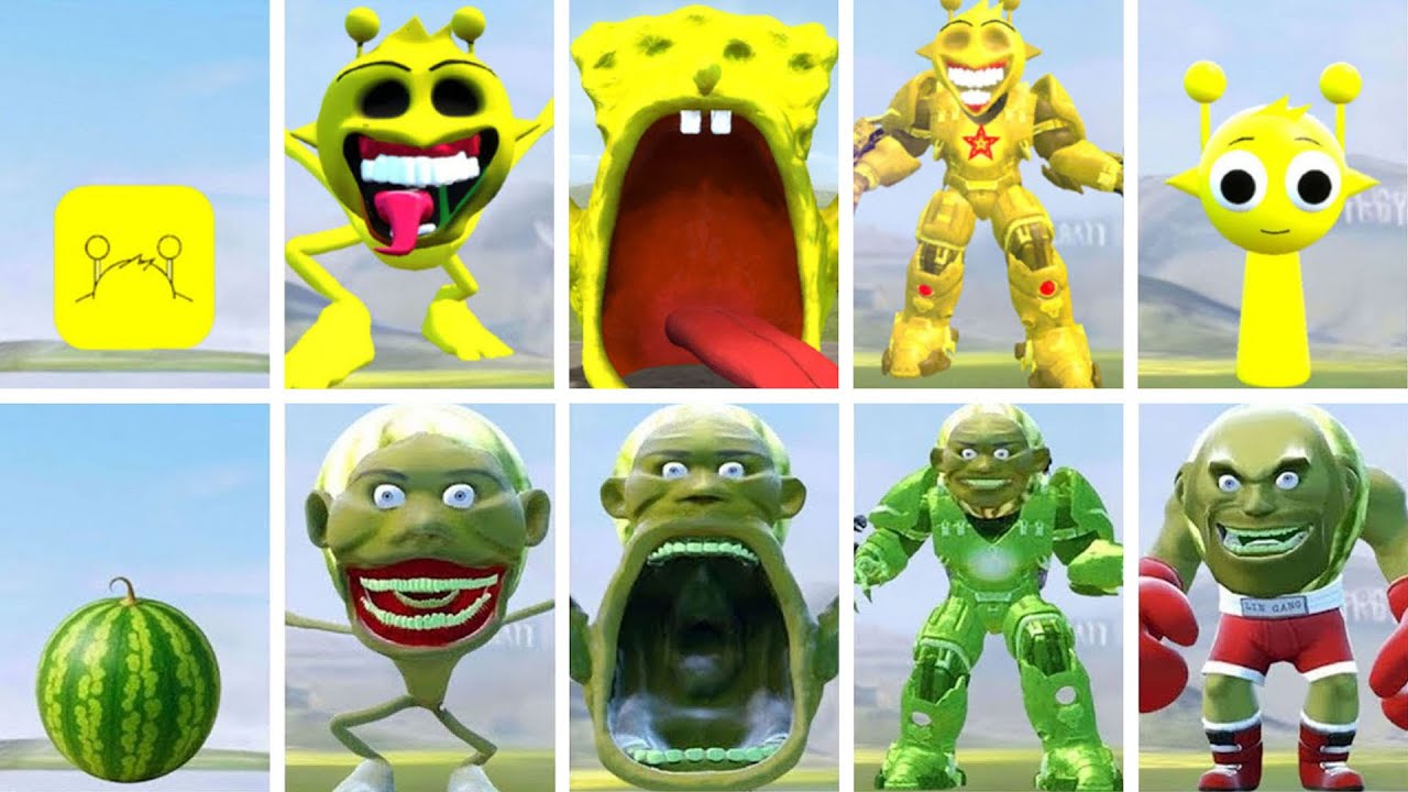 WHO WILL WIN? EVOLUTION OF ALL SPRUNKI YELLOW SIMON VS ALL LIN GANG MELON In Garry's Mod!