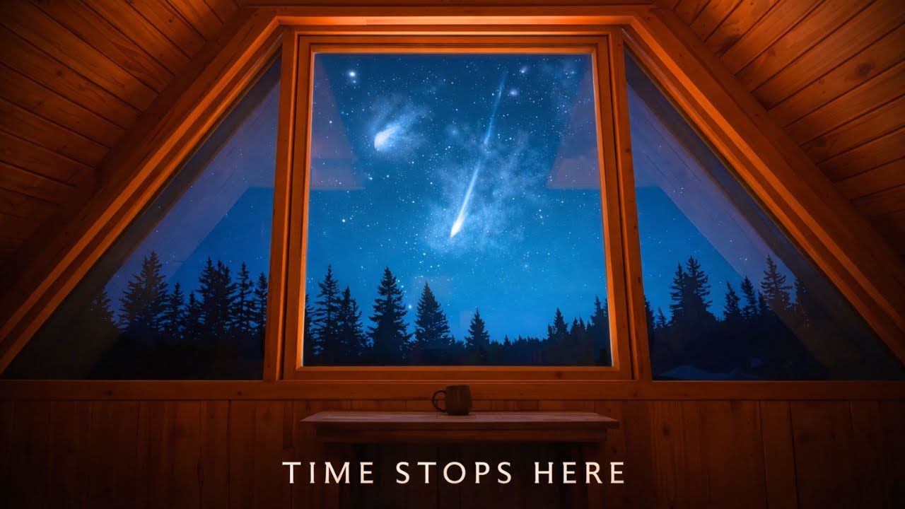 A Meteor Shower Frozen in Time | Cozy Cabin Night Ambience