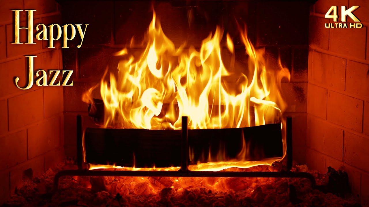 🔥 Happy Jazz Fireplace Music Ambience ⏐ No Ads
