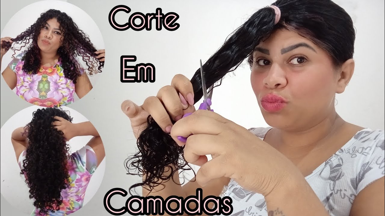 cortando meu cabelo em camadas /#ensinando a corta o cabelo cacheado #atualizado #corte.