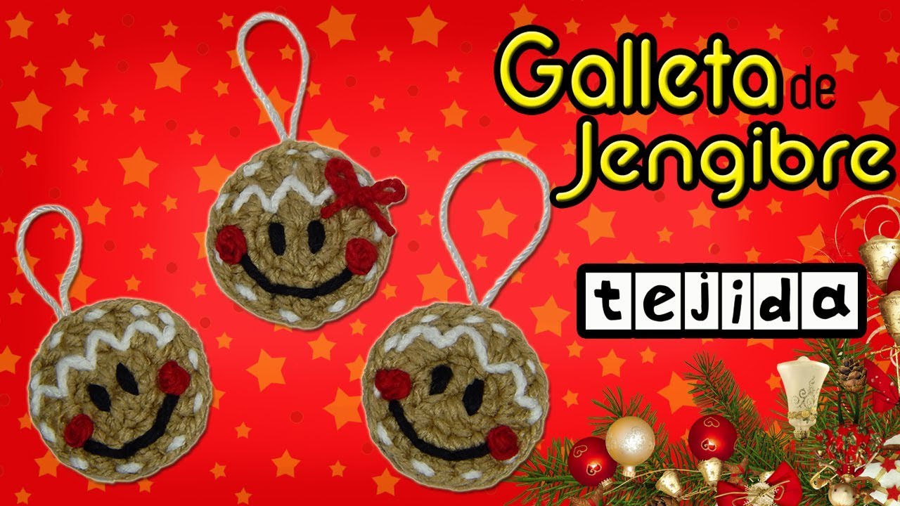 Galleta de jengibre tejida a crochet *broche, aplique o decoración navideña*