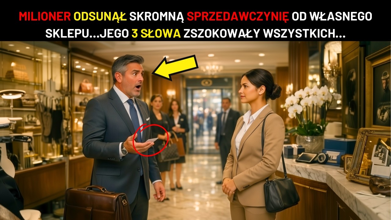 MILIONER ODSUNĄŁ SKROMNĄ SPRZEDAWCZYNIĘ OD LUKSUSOWEGO SKLEPU… JEGO 3 SŁOWA ZSZOKOWAŁY WSZYSTKICH