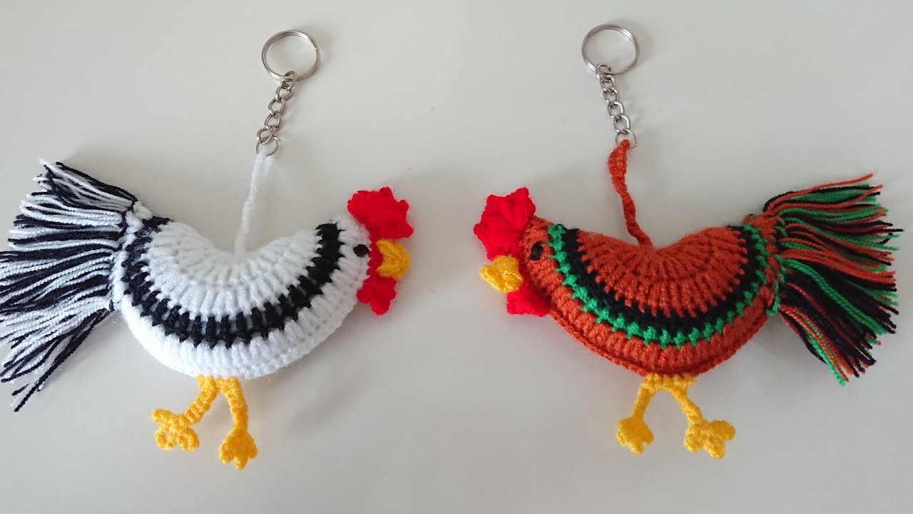 TIĞ İŞİ HOROZ ANAHTARLIK / AMİGURUMİ / ÖRGÜ ANAHTARLIK 🐔 🐔 🐔 uyarlama @sevilay uysal örgüleri ​