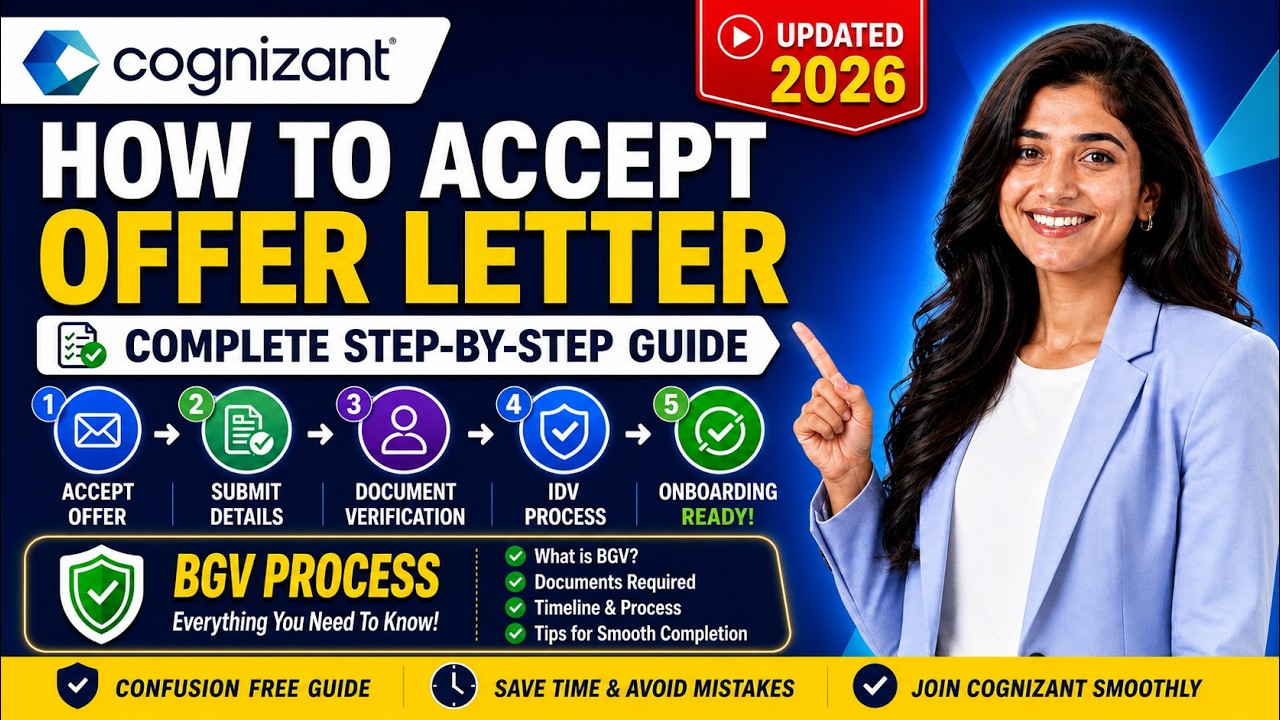 Cognizant Offer Letter Accept Process & BGV Step-by-Step | Pre-Joining Formalities Explained