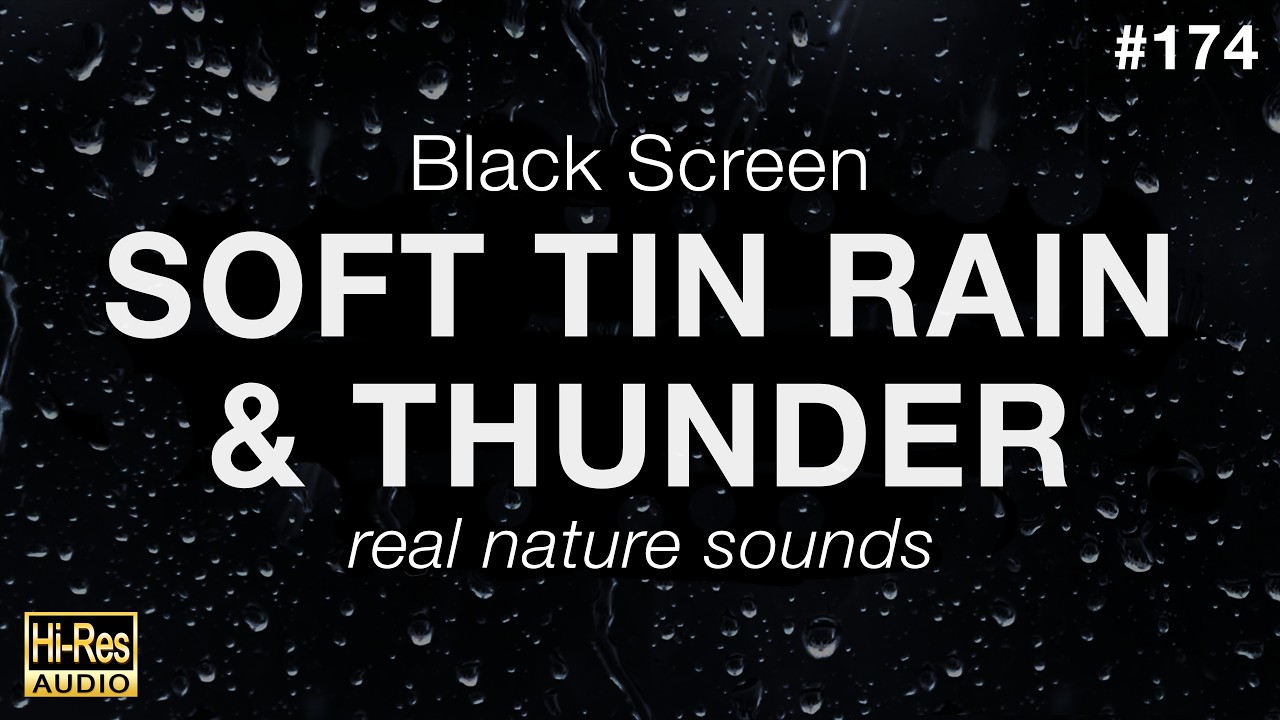 SOFT TIN RAIN & THUNDER Sounds for Sleeping (BLACK SCREEN)