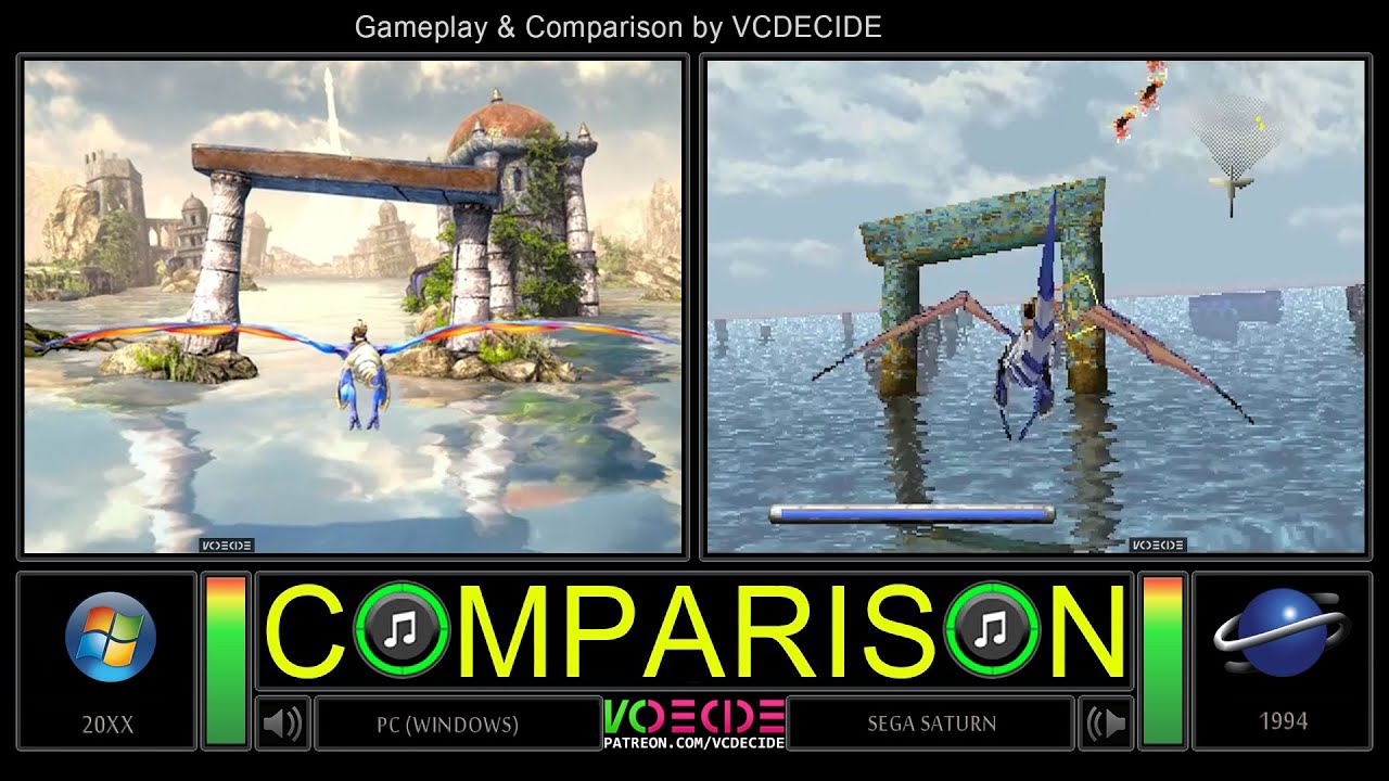 Panzer Dragoon (Remake vs Original) Side by Side Comparison - PC vs Sega Saturn