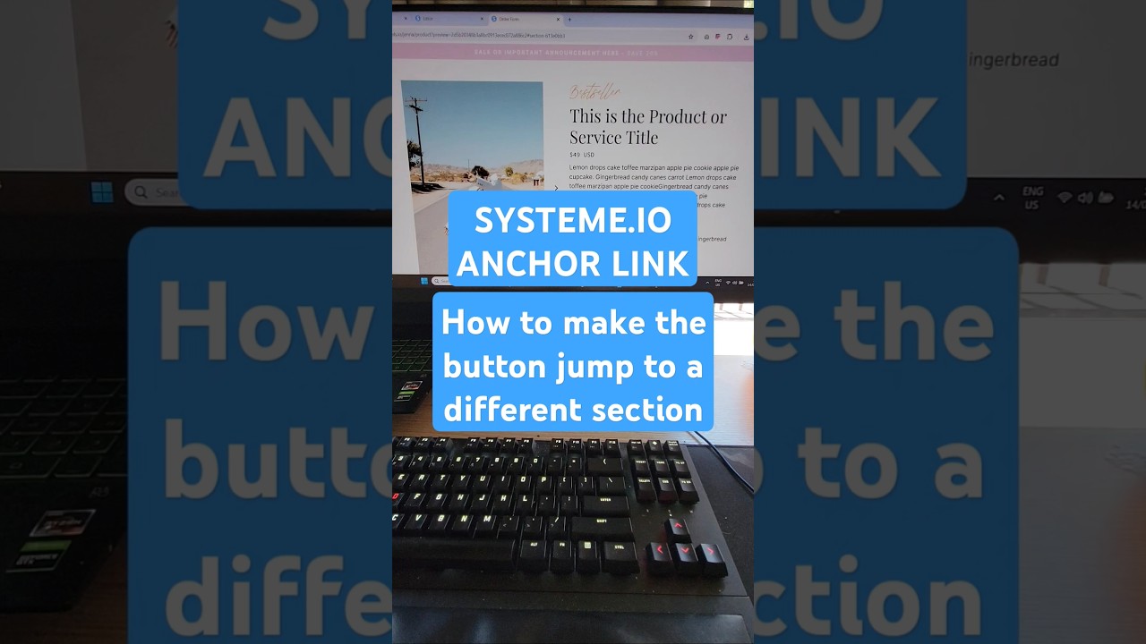How to make the button jump to a section in systeme.io. Anchor link in #systemeio #systemeiotutorial