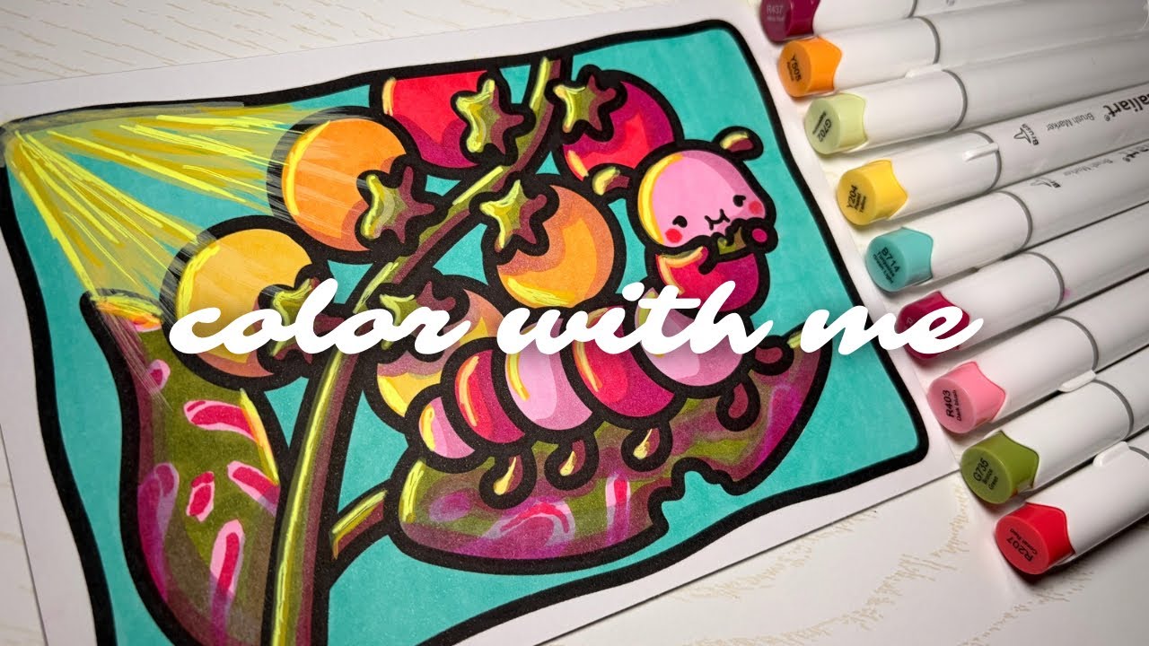 color with me ASMR 💕✨ | hungry caterpillar page made by me | using  & Caliart markers