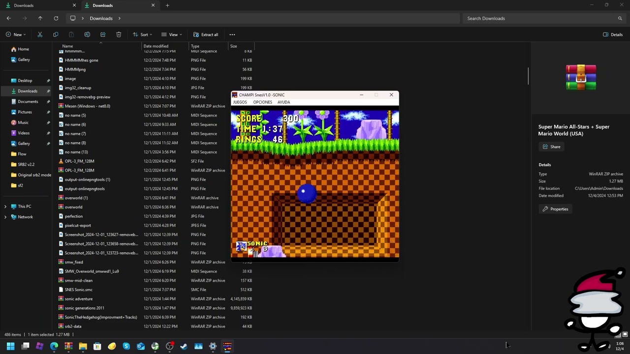 playing SNES sonic on 